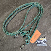 Thick Braided Nylon Rope Barrel - Roper Loop Reins, snaps *gc, stains, rubs, dirty
