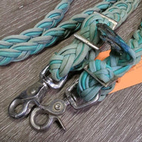 Thick Braided Nylon Rope Barrel - Roper Loop Reins, snaps *gc, stains, rubs, dirty
