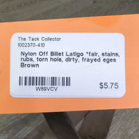 Nylon Off Billet Latigo *fair, stains, rubs, torn hole, dirty, frayed eges
