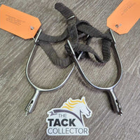 Hvy Dressage Rowel Spurs, Braided Nylon Spur Straps *gc, dirty, scratches, scrapes, mnr snags
