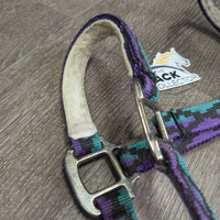 Thick Nylon Halter - Trail Bridle, Slip Nose, adj, Fleece Lined, Browband *gc, older, clean, rubs, hairy, faded, NO Cheeks
