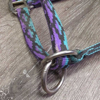 Thick Nylon Halter - Trail Bridle, Slip Nose, adj, Fleece Lined, Browband *gc, older, clean, rubs, hairy, faded, NO Cheeks
