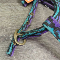 Thick Nylon Halter - Trail Bridle, Slip Nose, adj, Fleece Lined, Browband *gc, older, clean, rubs, hairy, faded, NO Cheeks
