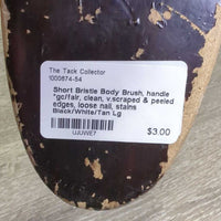 Short Bristle Body Brush, handle *gc/fair, clean, v.scraped & peeled edges, loose nail, stains
