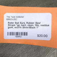 Roller Ball Surs, Rubber Spur Straps *gc, bent, clean, film, residue, gunk, scuffs
