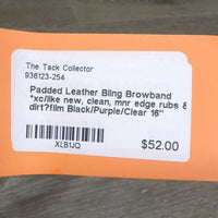 Padded Leather Bling Browband *xc/like new, clean, mnr edge rubs & dirt?film
