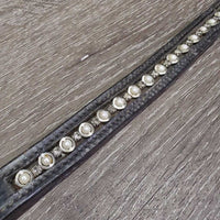 Leather Pearl & Bling Browband *gc, residue, missing bling, stains, rubbed, faded, mnr hair, dry
