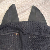 Crochet Fly Veil Ear Bonnet, Soundproof Ears, piping, mesh ear edges *vgc, clean & mnr inner dirt?fading, older?
