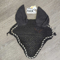 Crochet Fly Veil Ear Bonnet, piping *fair, hairy, dirty, curled edges, No String, faded
