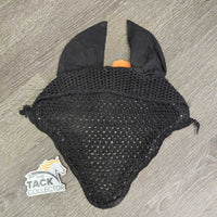 Crochet Fly Veil Ear Bonnet, piping *fair, hairy, dirty, curled edges, No String, faded
