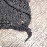 Crochet Fly Veil Ear Bonnet, piping *fair, hairy, dirty, curled edges, No String, faded
