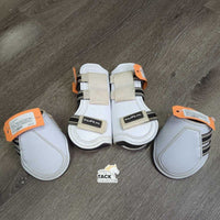 Front & Hind Open Memory Foam Boots, liners, velcro *gc, older, clean, stained, hairy, scuffs, residue
