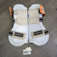 Front & Hind Open Memory Foam Boots, liners, velcro *gc, older, clean, stained, hairy, scuffs, residue
