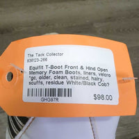 Front & Hind Open Memory Foam Boots, liners, velcro *gc, older, clean, stained, hairy, scuffs, residue
