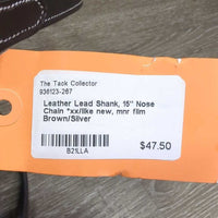 Leather Lead Shank, 15" Nose Chain, round leather stopper end *xx/like new, mnr film
