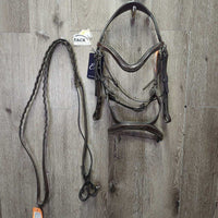 Rsd/Padded Monocrown Bridle, Anatomical Drop Noseband, Braided Reins, tag *new
