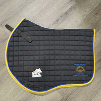 Quilt Jumper Pad, piping "Equine Haven Res. Champ" *gc, clean, hair, faded, mnr dirt, puckers, pills, rubs, threads, stains, unstitched
