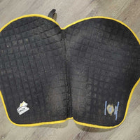 Quilt Jumper Pad, piping "Equine Haven Res. Champ" *gc, clean, hair, faded, mnr dirt, puckers, pills, rubs, threads, stains, unstitched
