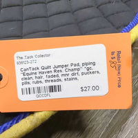 Quilt Jumper Pad, piping "Equine Haven Res. Champ" *gc, clean, hair, faded, mnr dirt, puckers, pills, rubs, threads, stains, unstitched
