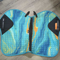 Satin Quilt Jumper Pad, mesh spine *vgc, clean, hairy, mnr snags, rubs, pills, threads, stains
