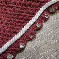 Quilt Jumper Pad, Bonnet, bling *gc, missing bling, mnr hair, dirt, threads, puckers, pills, curled edges, faded, cut els
