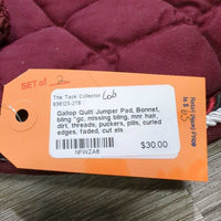 Quilt Jumper Pad, Bonnet, bling *gc, missing bling, mnr hair, dirt, threads, puckers, pills, curled edges, faded, cut els
