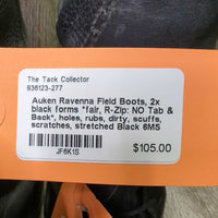 Field Boots, 2x black forms *fair, R-Zip: NO Tab & Back*, holes, rubs, dirty, scuffs, scratches, stretched
