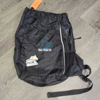 Light Nylon Sling Backback, Drawstring Top "Get Over It" *gc, clean, snags & pills
