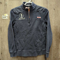 Sweatshirt "WEC", 1/4 Zip up *gc/fair, faded, rubs, hairy, stiff?shrunk back shoulders
