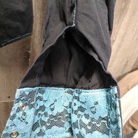 LS Western Shirt, snaps, Lace, Sparkles *gc, hair, seam puckers, faded, cuff rubs, frays & hair
