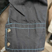 LS Western Shirt, snaps, Lace, Sparkles *gc, hair, seam puckers, faded, cuff rubs, frays & hair
