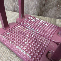 Pr Metal Wide Base Stirrup Irons *gc, clean, oxidized grips, rubs, scuffs, chipped paint, mnr residue
