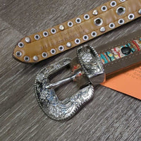 Western Belt, Tooled Buckle *gc, mnr snags, threads & pulled threads, missing bling
