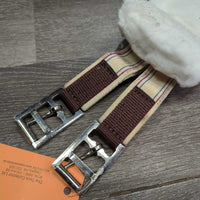 Fleece & Nylon Girth, 2x els *vgc, clean, rubs, mnr hair, clumpy, els: stained, puckered
