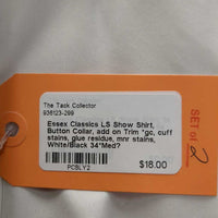 LS Show Shirt, Button Collar, add on Trim *gc, cuff & collar stains, glue residue, mnr stains
