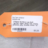 1 Fleece No Bow Leg Quilt *gc/fair, clean, dingy, hair, stains, creases, pilly, threads
