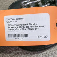 Wide Flat Padded Short - Dressage Girth, els *xc/like new, clean, v.mnr film
