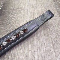 Padded Leather "U" Shaped Bling Browband, bag *new
