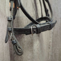 Rsd Padded Thick Dressage Bridle, Buckles, Bling *gc, older, clean & dirty, rubs, faded, CUT Flash, split?rsd piping
