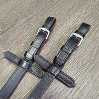 Cotton Web Reins, Finger Stoppers, Buckles *gc, dry, stiff, rubs, faded, loose threads
