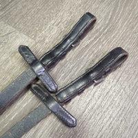 Cotton Web Reins, Finger Stoppers, Buckles *gc, dry, stiff, rubs, faded, loose threads
