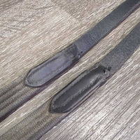 Cotton Web Reins, Finger Stoppers, Buckles *gc, dry, stiff, rubs, faded, loose threads
