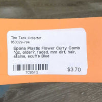 Plastic Flower Curry Comb *gc, older?, faded, mnr dirt, hair, stains, scuffs
