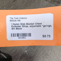 1 Nylon Web Blanket Chest Extender Strap, adjustable *gc/vgc, dirt

