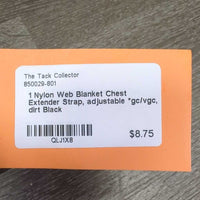 1 Nylon Web Blanket Chest Extender Strap, adjustable *gc/vgc, dirt
