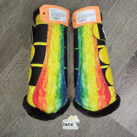 Pr Fleece Lined Closed Front Boots *like new, v.mnr paint, cracking logo
