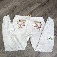 Hvy Euro Seat Breeches, Glitter *gc, mnr stains, rubs, pills, dingy & puckers, older, discolored seat & legs
