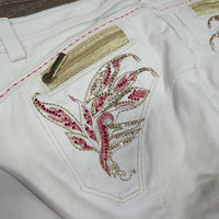 Hvy Euro Seat Breeches, Glitter *gc, mnr stains, rubs, pills, dingy & puckers, older, discolored seat & legs
