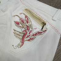 Hvy Euro Seat Breeches, Glitter *gc, mnr stains, rubs, pills, dingy & puckers, older, discolored seat & legs
