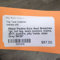 Euro Seat Breeches *gc, cut tag, seam puckers, stains, dirt?, puckers, pilly inside, older
